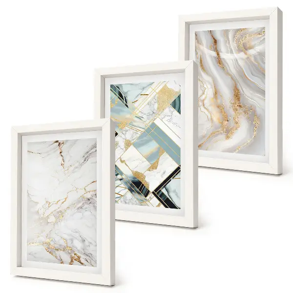 Composizione di 3 quadri con eleganti fantasie astratte effetto marmo