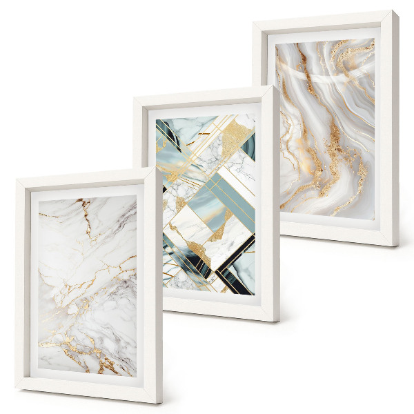Composizione di 3 quadri Eleganti e alla moda fantasie astratte effetto marmo