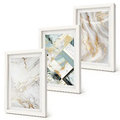 Composizione di 3 quadri con eleganti fantasie astratte effetto marmo