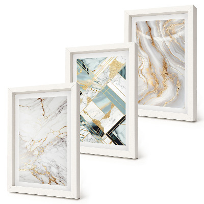 Composizione di 3 quadri Eleganti e alla moda fantasie astratte effetto marmo