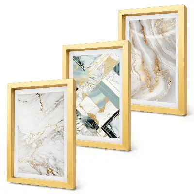 Composizione di 3 quadri con eleganti fantasie astratte effetto marmo