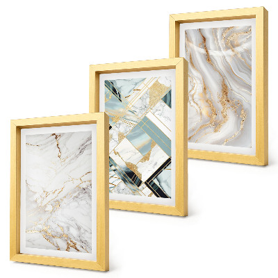 Composizione di 3 quadri Eleganti e alla moda fantasie astratte effetto marmo
