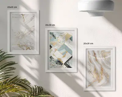 Composizione di 3 quadri con eleganti fantasie astratte effetto marmo