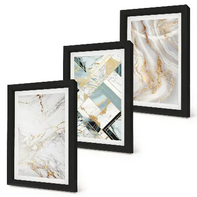 Composizione di 3 quadri con eleganti fantasie astratte effetto marmo