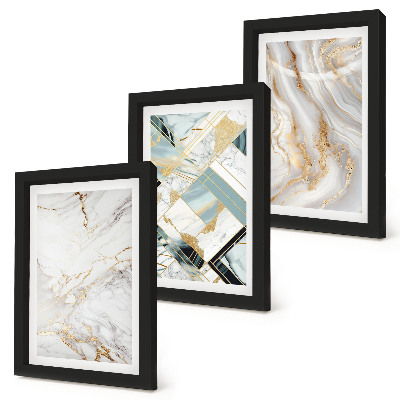 Composizione di 3 quadri Eleganti e alla moda fantasie astratte effetto marmo