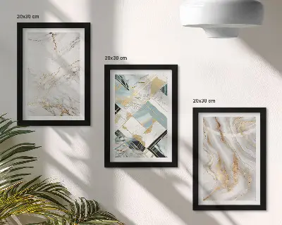 Composizione di 3 quadri con eleganti fantasie astratte effetto marmo