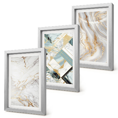 Composizione di 3 quadri Eleganti e alla moda fantasie astratte effetto marmo