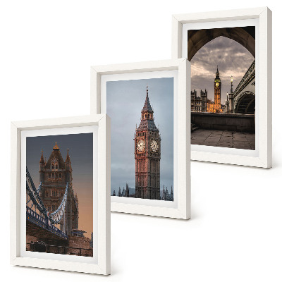 Composizione di 3 quadri Vedute di Londra con il ponte e il Big Ben