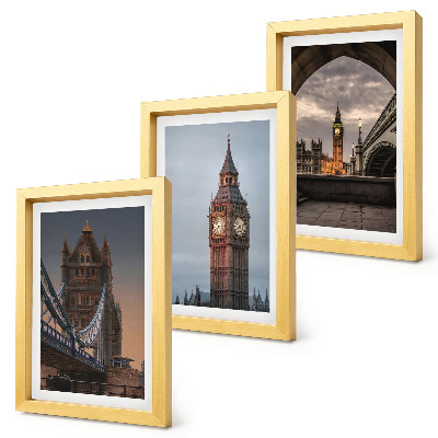 Composizione di 3 quadri Vedute di Londra con il ponte e il Big Ben