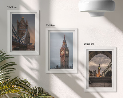 Composizione di 3 quadri Vedute di Londra con il ponte e il Big Ben