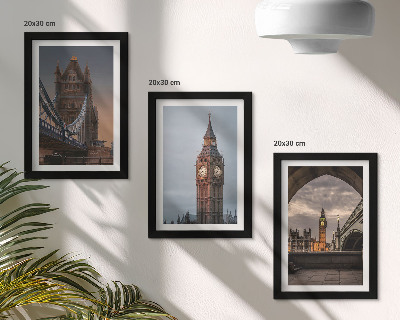 Composizione di 3 quadri Vedute di Londra con il ponte e il Big Ben