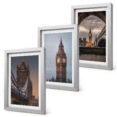 Composizione di 3 quadri Vedute di Londra con il ponte e il Big Ben