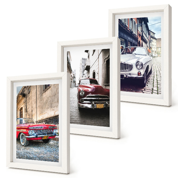 Composizione di 3 quadri Auto d'epoca di diversi colori per le strade cittadine.