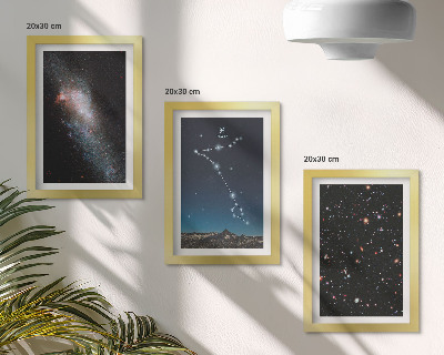 Composizione di 3 quadri Paesaggi spaziali con la costellazione dei Pesci e galassie