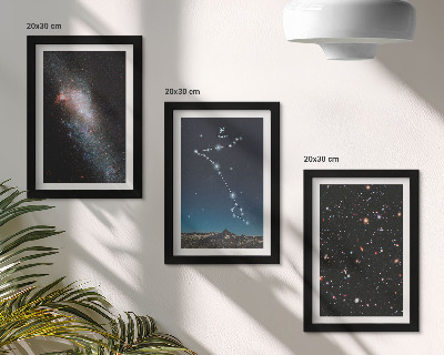 Composizione di 3 quadri Paesaggi spaziali con la costellazione dei Pesci e galassie