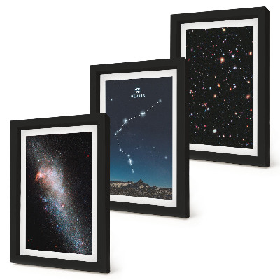 Trittico incorniciato Galassia spazio segno zodiacale Acquario