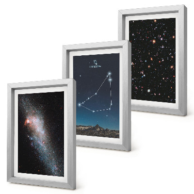 Trittico incorniciato costellazione del Capricorno, galassia e stelle