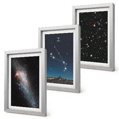 Trittico incorniciato Paesaggi cosmici di galassie e costellazioni dello zodiaco dell'Ariete
