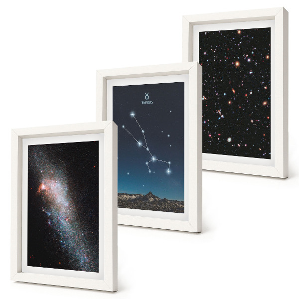 Composizione di 3 quadri Paesaggi stellari cosmici e la costellazione del Toro