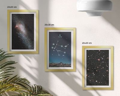 Trittico incorniciato Gemelli segno zodiacale galassia spazio stelle