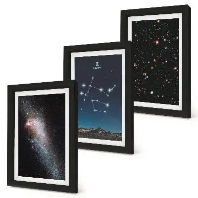 Gemelli segno zodiacale galassia spazio stelle trittico incorniciato