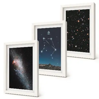 Trittico incorniciato spazio galattico con costellazione della Bilancia nel cielo notturno