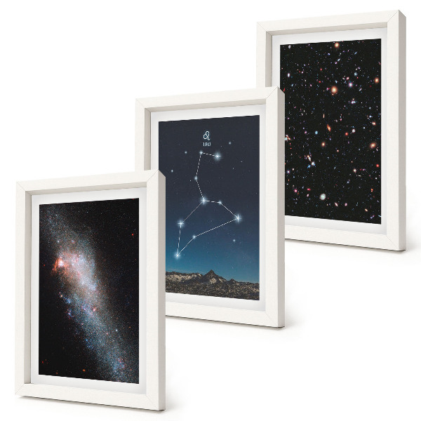 Trittico incorniciato costellazione del Leone, galassia e spazio esterno