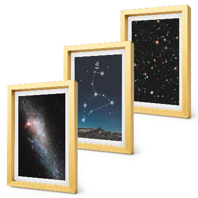 Trittico incorniciato costellazione del Leone, galassia e spazio esterno