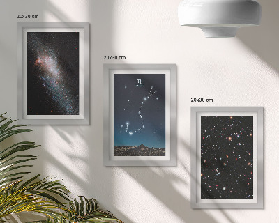 Composizione di 3 quadri Paesaggi cosmici di galassie e della costellazione dello Scorpione