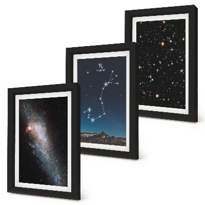 Composizione di 3 quadri Paesaggi cosmici di galassie e della costellazione dello Scorpione
