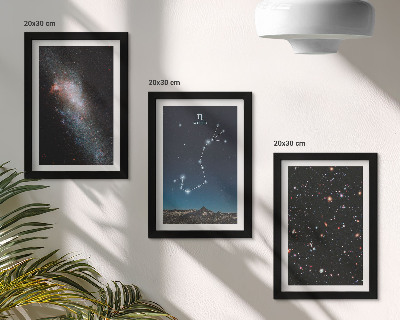 Composizione di 3 quadri Paesaggi cosmici di galassie e della costellazione dello Scorpione