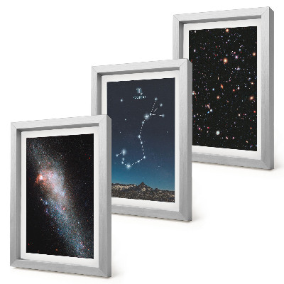Composizione di 3 quadri Paesaggi cosmici di galassie e della costellazione dello Scorpione