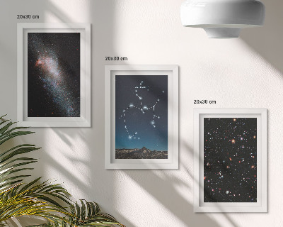 Trittico incorniciato Galassie, costellazioni e spazio: segno zodiacale del Sagittario