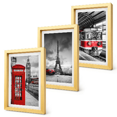 Trittico incorniciato Città iconiche: Londra, Parigi e il trasporto ferroviario.