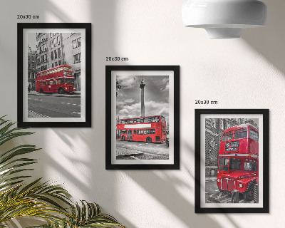 Trittico incorniciato Autobus rossi nel paesaggio urbano di Londra