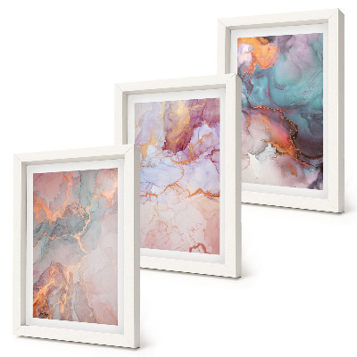 Trittico incorniciato Motivi astratti in colori pastello con accenti