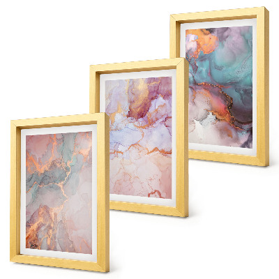 Trittico incorniciato Motivi astratti in colori pastello con accenti