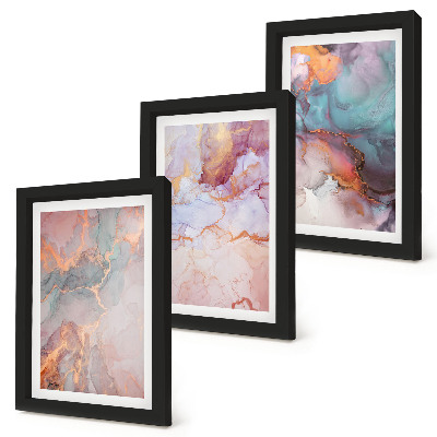 Trittico incorniciato Motivi astratti in colori pastello con accenti