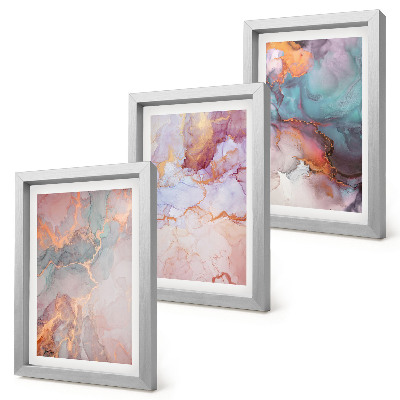 Trittico incorniciato Motivi astratti in colori pastello con accenti
