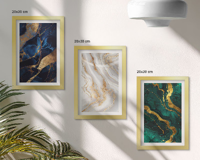 Composizione di 3 quadri Motivi astratti nelle tonalità del blu e del verde