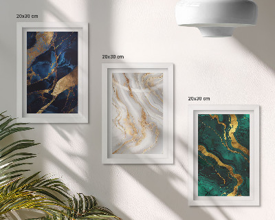 Composizione di 3 quadri Motivi astratti nelle tonalità del blu e del verde