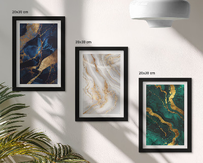 Composizione di 3 quadri Motivi astratti nelle tonalità del blu e del verde