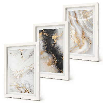 Trittico incorniciato Motivi astratti in tonalità di bianco e nero