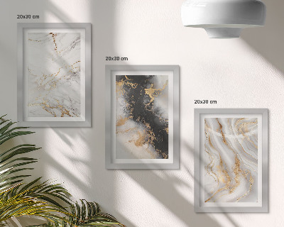 Trittico incorniciato Motivi astratti in tonalità di bianco e nero