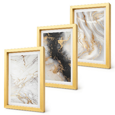 Trittico incorniciato Motivi astratti in tonalità di bianco e nero