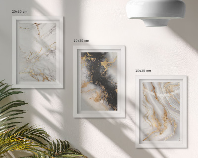 Trittico incorniciato Motivi astratti in tonalità di bianco e nero