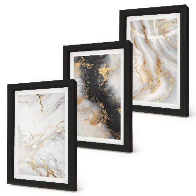 Trittico incorniciato Motivi astratti in tonalità di bianco e nero