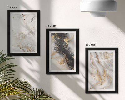 Trittico incorniciato Motivi astratti in tonalità di bianco e nero