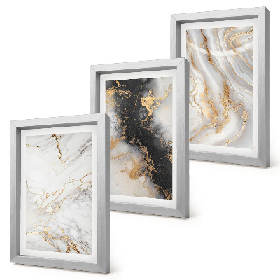 Trittico incorniciato Motivi astratti in tonalità di bianco e nero