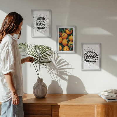 Trittico incorniciato Motivi da cucina e arance succose